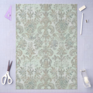 Grunge Damask Duck Egg Blue Sage Green Tissue Paper
