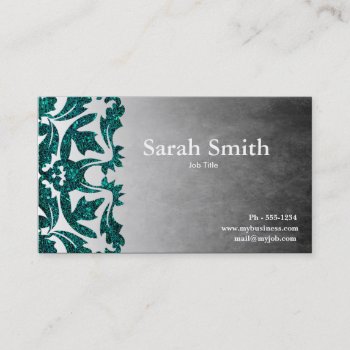 Grunge Damask Glitter Business Card by Cards_by_Cathy at Zazzle