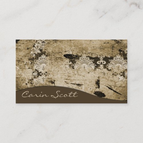 Grunge Damask Print Business Card