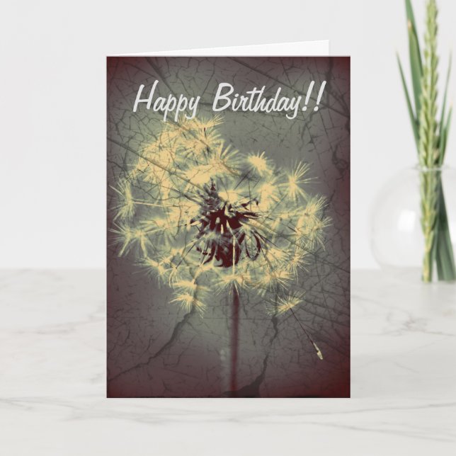 Grunge Dandelion Birthday Card (Front)