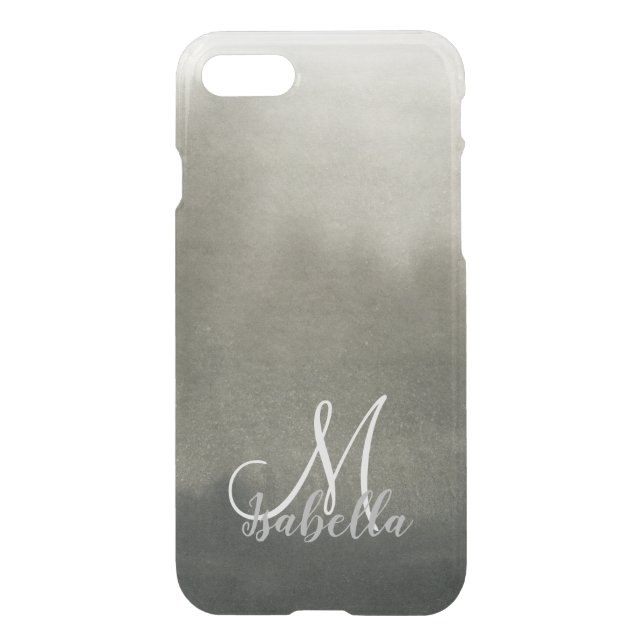 Grunge Dark Gothic Ombre Texture Monogram Uncommon iPhone Case (Back)