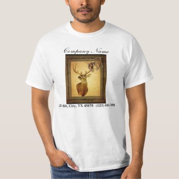 Grunge Deer Woodgrain Carpenter Construction T-shirt by heresmIcard at Zazzle