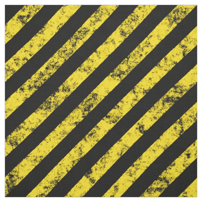 Grunge Diagonal Caution Warning Stripes Pattern Fabric (Swatch)