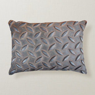 grunge diamond metal background, Welded steel surf Accent Pillow