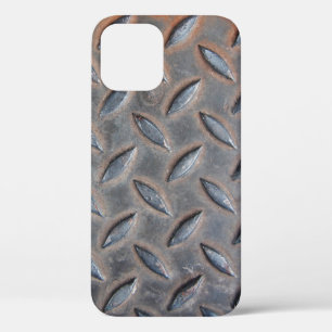 grunge diamond metal background, Welded steel surf iPhone 12 Case