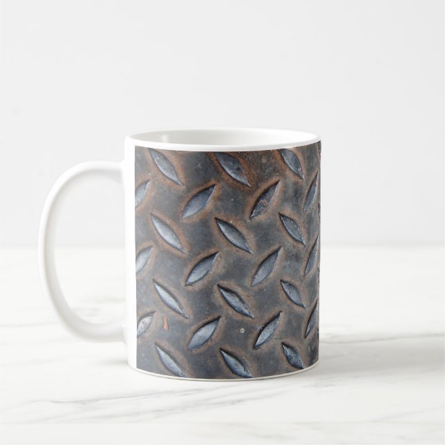 grunge diamond metal background, Welded steel surf Coffee Mug (Left)