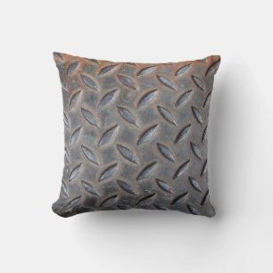 grunge diamond metal background, Welded steel surf Throw Pillow