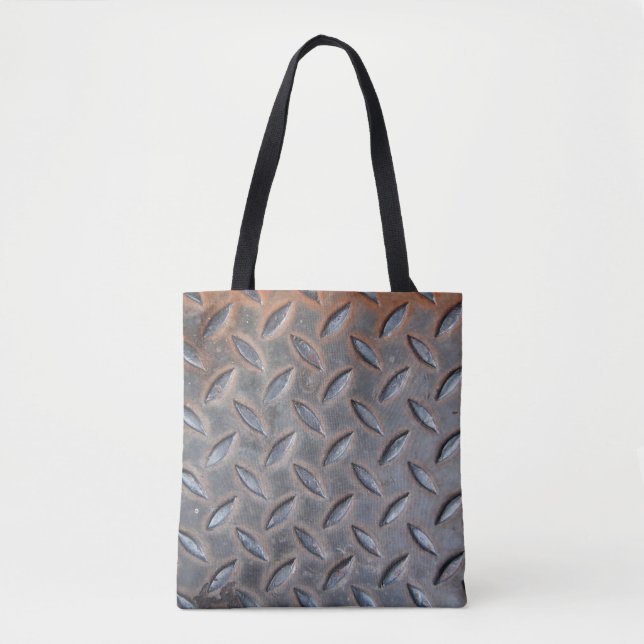 grunge diamond metal background, Welded steel surf Tote Bag (Front)
