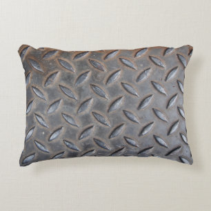 Grunge diamond metal, welded steel texture. accent pillow