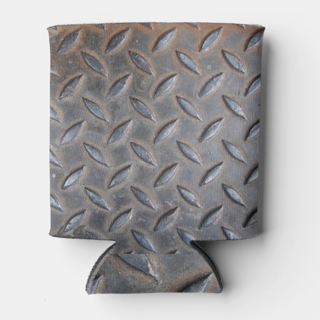 Grunge diamond metal, welded steel texture. can cooler (Front)