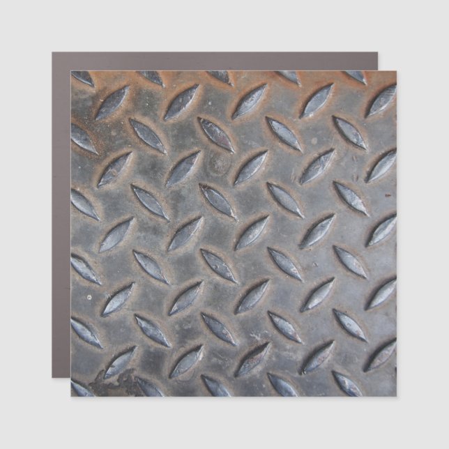Grunge diamond metal, welded steel texture. car magnet (Front)