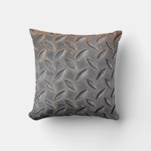 Grunge diamond metal, welded steel texture. throw pillow