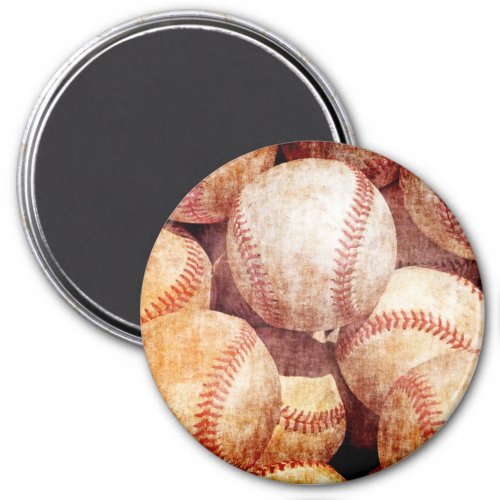 Grunge Dirty Vintage Worn Baseball Sport Balls Magnet
