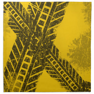 Grunge distressed black tire track road marking napkin