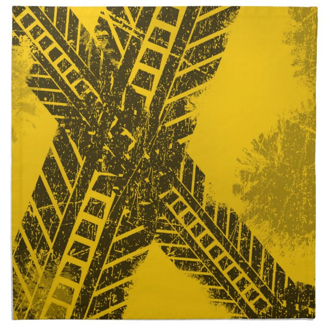 Grunge distressed black tire track road marking napkin (Front)