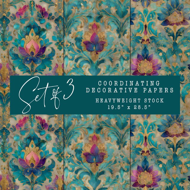 GRUNGE DISTRESSED DAMASK DECORATIVE PAPER SET (GRUNGE DISTRESSED DAMASK DECORATIVE PAPER SET)
