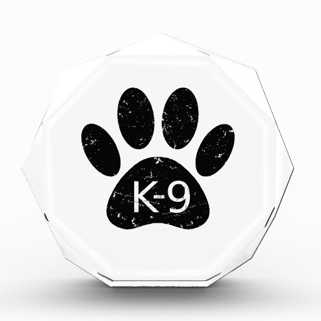 Grunge Distressed Dog Paw K-9 Award (Front)