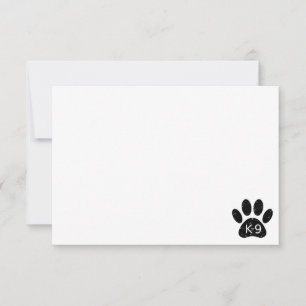 Grunge Distressed Dog Paw K-9 Blank Note Card