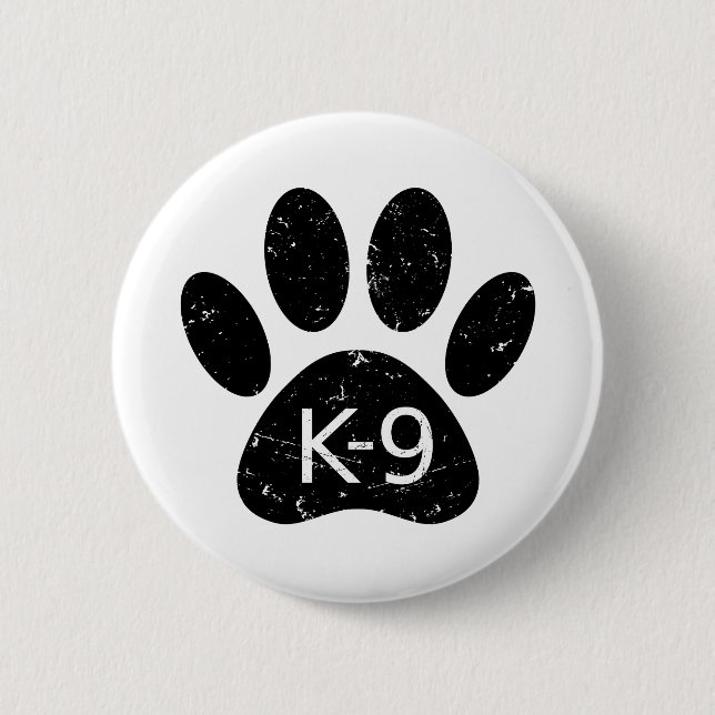 Grunge Distressed Dog Paw K-9 Button (Front)