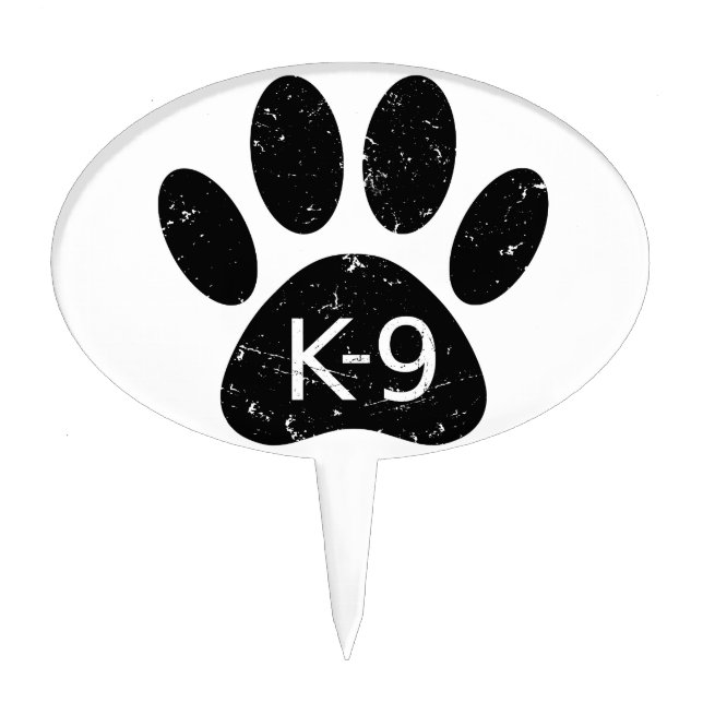 Grunge Distressed Dog Paw K-9 Cake Topper (Front)