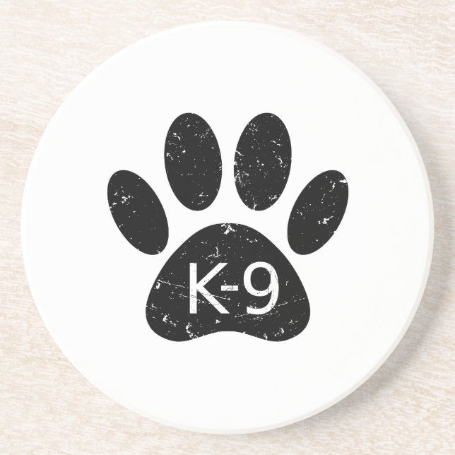Grunge Distressed Dog Paw K-9 Drink Coaster (Front)