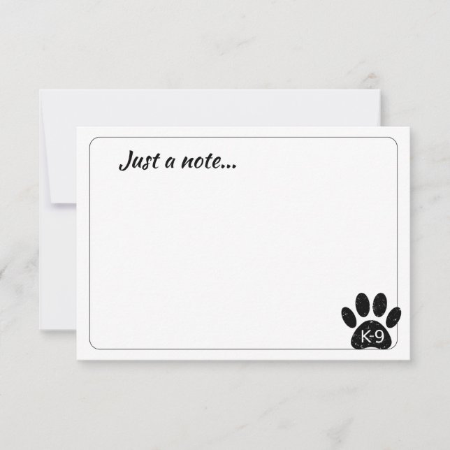 Grunge Distressed Dog Paw K-9 Just a Note (Front)