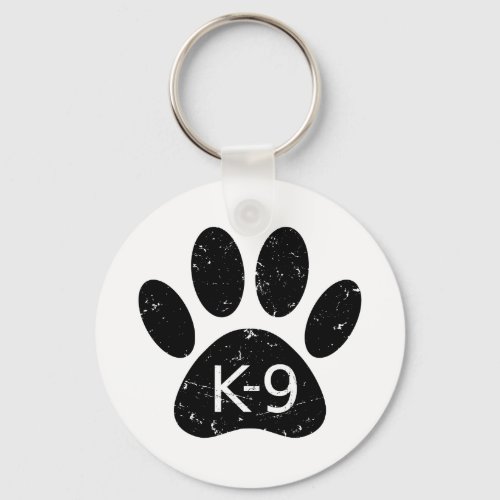 Grunge Distressed Dog Paw K_9 Keychain