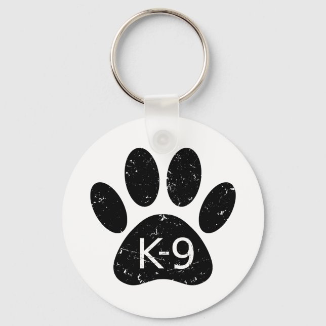 Grunge Distressed Dog Paw K-9 Keychain (Front)