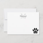 Grunge Distressed Dog Paw K-9 Monogram Note Card