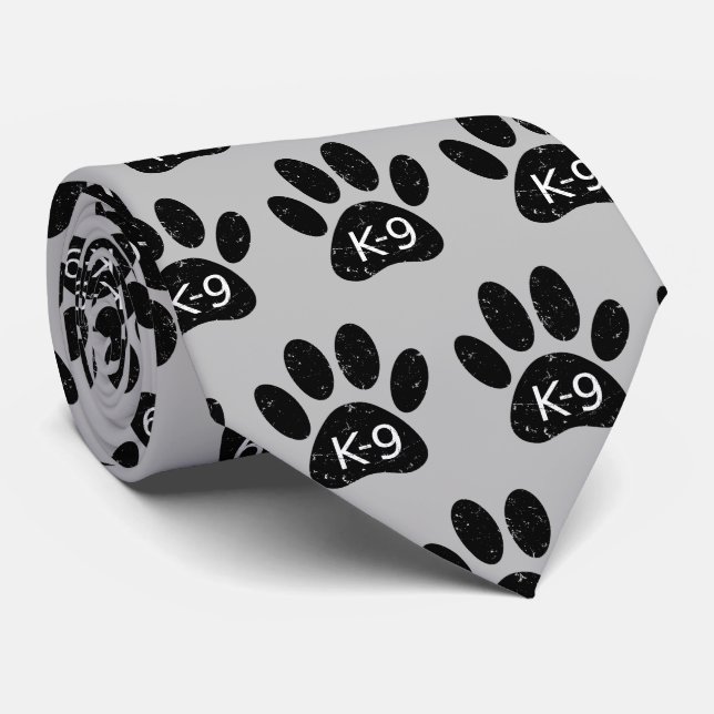 Grunge Distressed Dog Paw K-9 Neck Tie (Rolled)
