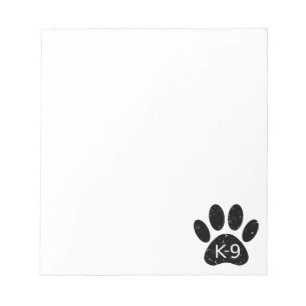 Grunge Distressed Dog Paw K-9 Notepad