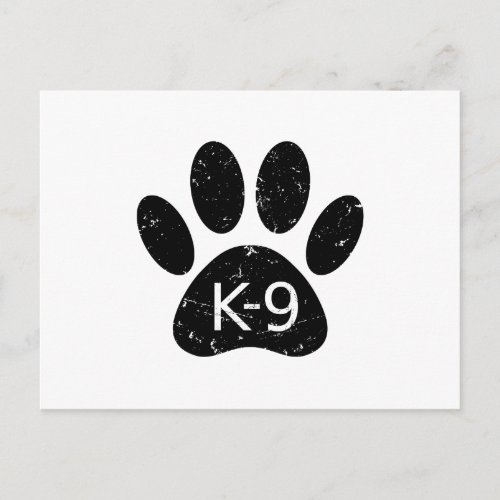 Grunge Distressed Dog Paw K_9 Postcard