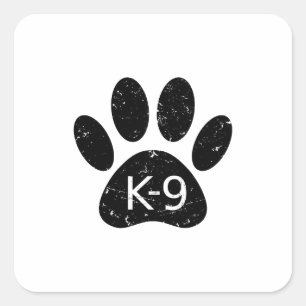 Grunge Distressed Dog Paw K-9 Square Sticker