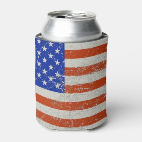 Grunge Distressed Flag of the United States Can Cooler