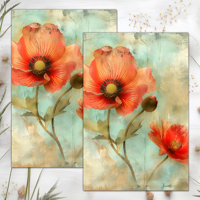 GRUNGE DISTRESSED FLORAL DECOUPAGE TISSUE PAPER (GRUNGE DISTRESSED FLORAL DECOUPAGE TISSUE PAPER)
