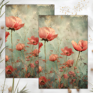 GRUNGE DISTRESSED FLORAL DECOUPAGE TISSUE PAPER