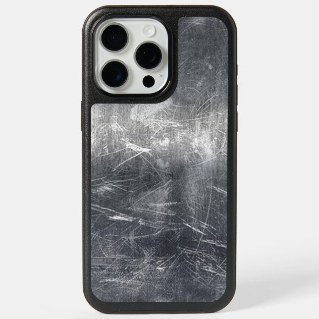 Grunge Distressed Mettalic Silver Texture Print iPhone 15 Pro Max Case (Back)