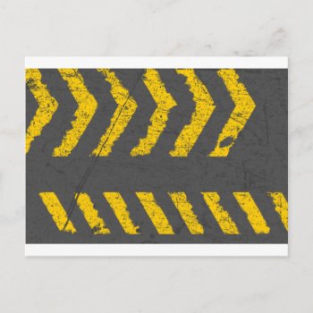 Grunge Distressed Yellow Road Marking Postcard by UDDesign at Zazzle