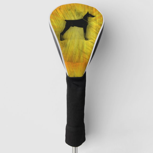 Grunge Doberman Pinscher Silhouette Golf Head Cover (Front)