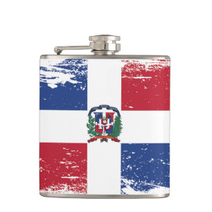Grunge Dominican Republic Flag Hip Flask