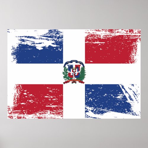 Grunge Dominican Republic Flag Poster