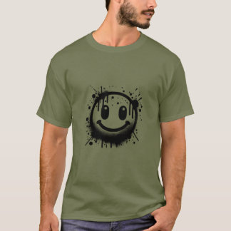 Grunge Drip Smiley Face T-Shirt – Trendy Streetwea