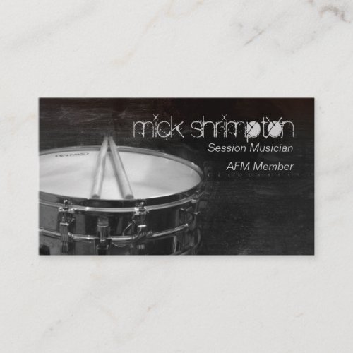 Grunge Drummer Musician Business Card