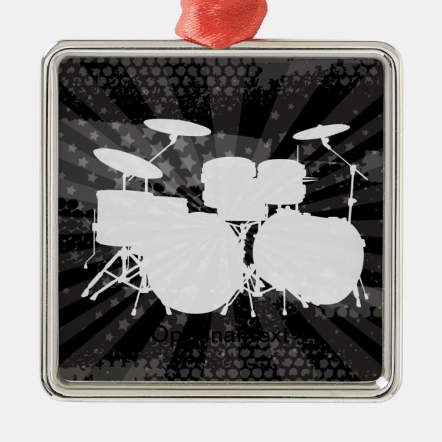 Grunge Drums Black Burst Metal Ornament (Front)