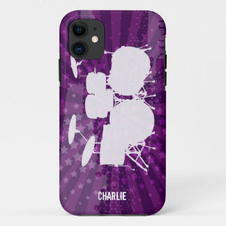 Grunge Drums Purple Burst iPhone 11 Case