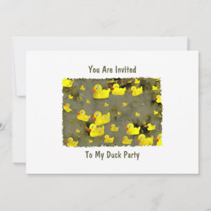 Grunge Ducks, You Are Invited, To My Duck Party Invitation