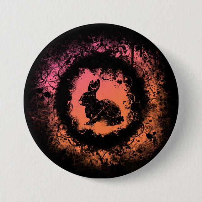 Grunge Easter Bunny Button (Front)