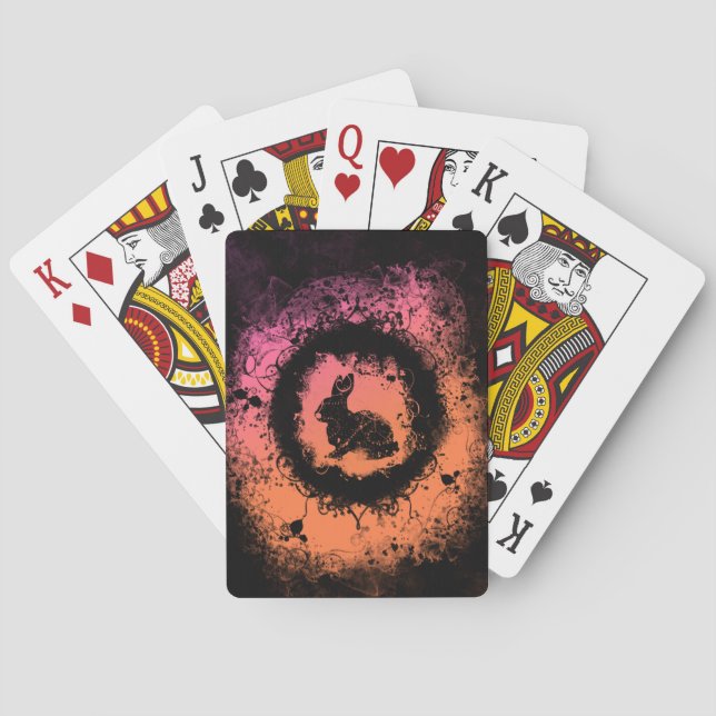 Grunge Easter Bunny Poker Cards (Back)