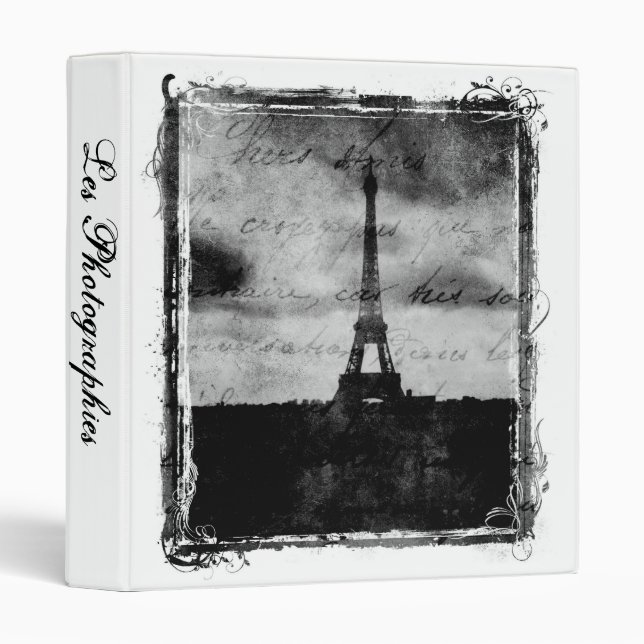Grunge Edge Paris Les Photographies 1" Photo Album Binder (Front/Spine)