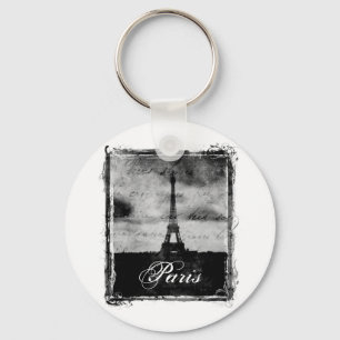 Grunge Edge Textured Paris Keychain